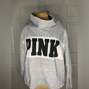 PINK Victoria’s Secret Cowl Neck Sweatshirt – Size Large – Gray Y2K